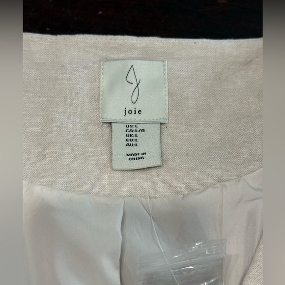 Joie Women’s Blazer Jacket Size L Beige Linen Blend Lightweight 1-Button NWT - Picture 2 of 9